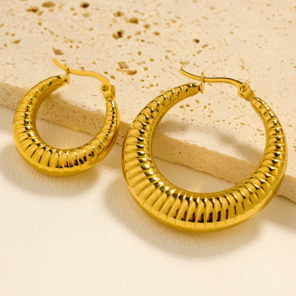 oly-a42ef8f2ebf118a25d1041e4e9aa7761 Wholesale Hollow Hoop Titanium Steel Electroplated Earrings For Women Geometric Tone Chic Party Wear Jewelry Accessory