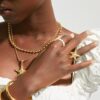 oly-a440b089bae1dc5d10e87c965a1348e0 Wholesale Electroplating Copper Starfish Jewelry Set Necklace Earrings Ring Ocean Beach Summer Fashion Accessory For Women Party Gift