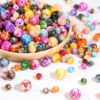 oly-a464c5b992046ebd504114b7703c30cf Wholesale Vintage Acrylic Flower Beads 8mm 50pcs Ceramic Look Round Loose Beads for DIY Jewelry Making Fashion Accessory Gift