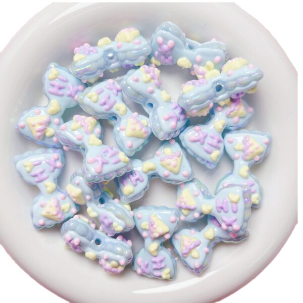 Wholesale Chic Hand Painted Acrylic Bow Loose Beads Light Yellow DIY Phone Strap and Bag Charm Craft Supplies for Resale