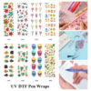oly-a47a4f8f5bc0cebda33a809b2edd7878 Wholesale 2/8/16pcs Star Heart Ice Cream Flower Fish Cactus Skull Fruit Print Pen and Bookmark Stickers UV DTF Wraps