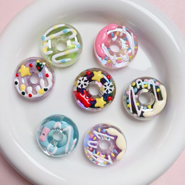 oly-a4a65935750419106a35c995ce24a6e4 Wholesale Acrylic Hand Painted Donut Beads for DIY Phone Charms Keychains Craft Supply Trendy Gift