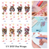 Wholesale 2/8/16pcs Variety Cute Dog Leopard Bow Paw Print Heart Floral Print Pen and Bookmark Stickers UV DTF Wraps OLY Exclusive