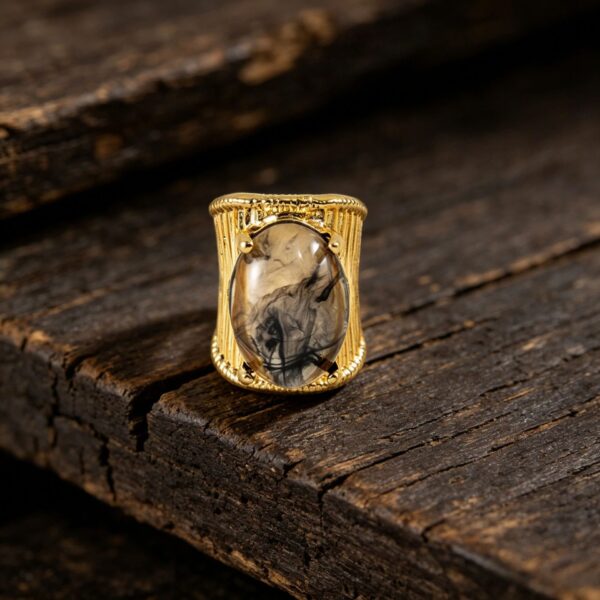 Wholesale Trendy Geometric Resin Gemstone Ring Retro Hip Hop Style Jewelry Accessory Zinc Alloy With Polished Electroplating Everyday Wear Boutique Resale