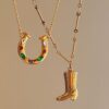 oly-a54bc31f334b74fd445a72acad16eb18 Wholesale Stainless Steel Rainbow Horseshoe U Shape Pendant Necklace With Zircon Women S Fashion Jewelry Gift