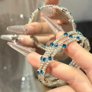 Wholesale Rhinestone Open Bangle Bracelet 3 Row Silver White Bling Cuff Stylish Women S Arm Wrap Trendy Gift And Boutique Resale Jewelry