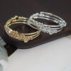 Wholesale Chic 3 Row Rhinestone Open Bangle Bracelet Electroplated Silver Cuff Women S Fashion Jewelry Gift Accessory