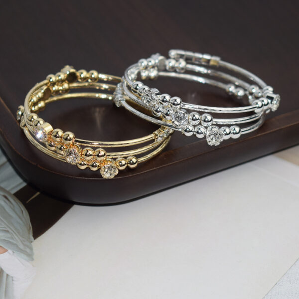 Wholesale Chic 3 Row Rhinestone Open Bangle Bracelet Electroplated Silver Cuff Women S Fashion Jewelry Gift Accessory