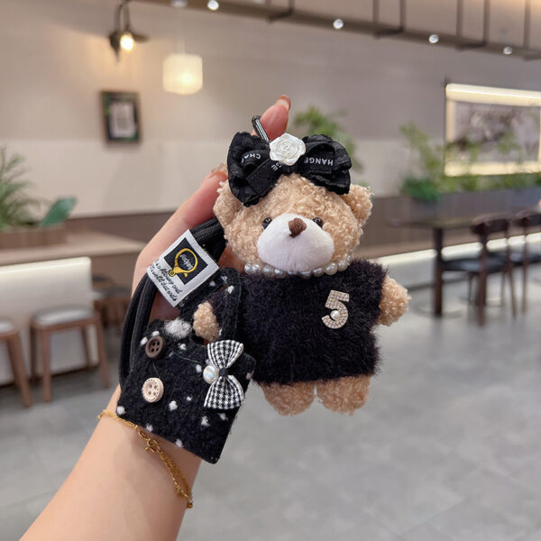 oly-a5b9f3ae3ead8c107e75118bdfdbfbba Wholesale Chic White Plush Bear Keychain Bow Bag Charm Cute Car Key Accessory Birthday Gift For Women