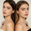 oly-a642da6de877b79632cb6e4144fc76bd Wholesale Vintage Crystal Column Necklace Set Antique Finish Heart Pendant Fashion Accessory For Couples