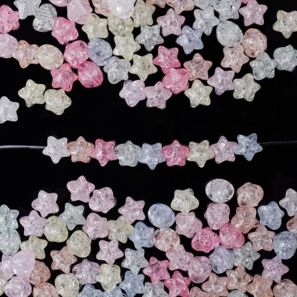 Wholesale 50pcs Acrylic Semi-Transparent Candy Color Heart Star Loose Beads for DIY Bracelet Pendant Jewelry Making