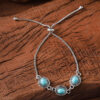oly-a6d157ce7f86cfa0e405dc9156c82077 Wholesale Zinc Alloy Turquoise Oval Adjustable Bracelet Ethnic Ancient Silver Jewelry Accessory For Women Everyday Wear Gift