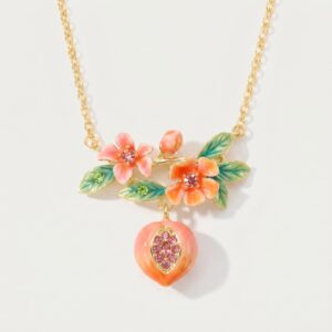 Peach pendant flower necklace