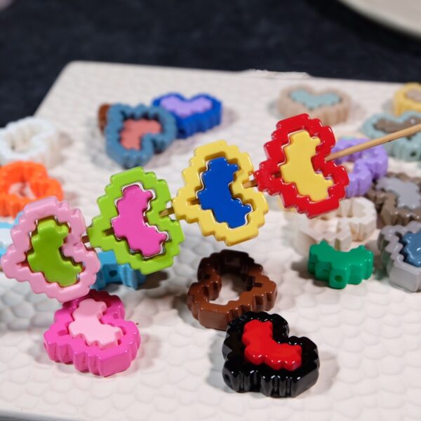 Wholesale Acrylic Heart Frame Charm with Hole for DIY Phone Strap Keychain Bag Charm Boutique Gift Resale