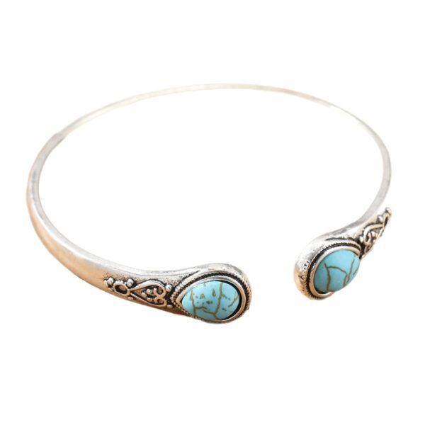 oly-a82a1e8b0cc9cfc6221e35d20b9d0902 Wholesale Silver Tone Vintage Boho Turquoise Open Cuff Bracelet Stylish Jewelry Accessory For Everyday Wear And Gifting