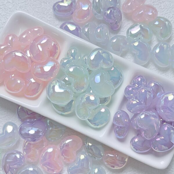 oly-a82db0f4aecf8935c4b701b082d6948c Wholesale Purple Jelly Heart Acrylic Beads UV Coated for DIY Phone Charms Bracelets Jewelry Accessory Boutique Resale