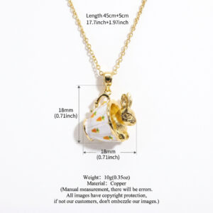 Teacup rabbit gold necklace