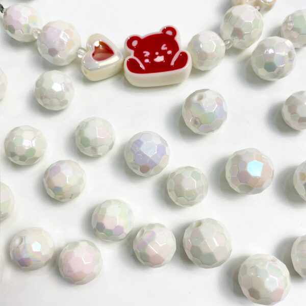 Wholesale Electroplated Acrylic Soccer Ball Beads Solid Color AB Cut Loose Beads for DIY Jewelry Keychain Phone Charm Craft Supply