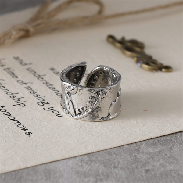 oly-a889f5c7064536b867a28b02d8bb218c Wholesale Antique Silver Coin Ring Adjustable Open Retro Western Style Unisex Chic Jewelry Accessory Boutique Resale