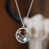 oly-a8f697f96124f8c20a2aebf74047329f Wholesale Antique Silver Zinc Alloy Leaf Round Necklace Chinese Retro Turquoise Accent Women S Fashion Jewelry For Boutique Resale