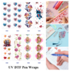 Wholesale 2/8/16pcs Seashell Floral Romantic Heart Print Pen and Bookmark Stickers UV DTF Wraps OLY Exclusive
