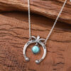 Wholesale Retro Semi Circle Alloy Turquoise Pendant Necklace Bohemian Fashion Jewelry Accessory For Boutique Resale