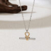 oly-a9e1bb7c82ca24e59fadef8c78c62565 Wholesale Minimalist Copper Knot Necklace With T Shaped Lock Trendy Everyday Jewelry Accessory For Boutique Resale