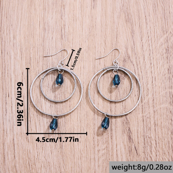Wholesale Zinc Alloy Electroplated Bohemian Geometric Circle Gemstone Pendant Earrings Trendy Ethnic Style Jewelry For Party Gift