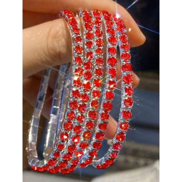Wholesale Rhinestone Tennis Bracelet Silver Plated Pink Crystal Chain Bracelet Trendy Women S Casual Jewelry Gift