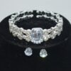 Wholesale Bridal Jewelry Set Double Row Rhinestone Choker Necklace Bracelet Earrings Silver Party Fashion Accessory
