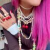 Wholesale Copper Electroplated Pearl Cherry Beaded Necklace Sweet French Style Chic Jewelry Accessory