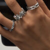 oly-aa60ae417fdc7610a3178d6d64d47044 Wholesale Retro Flame Heart Open Ring Set Distressed Silver Alloy Trendy Jewelry Accessory Gift