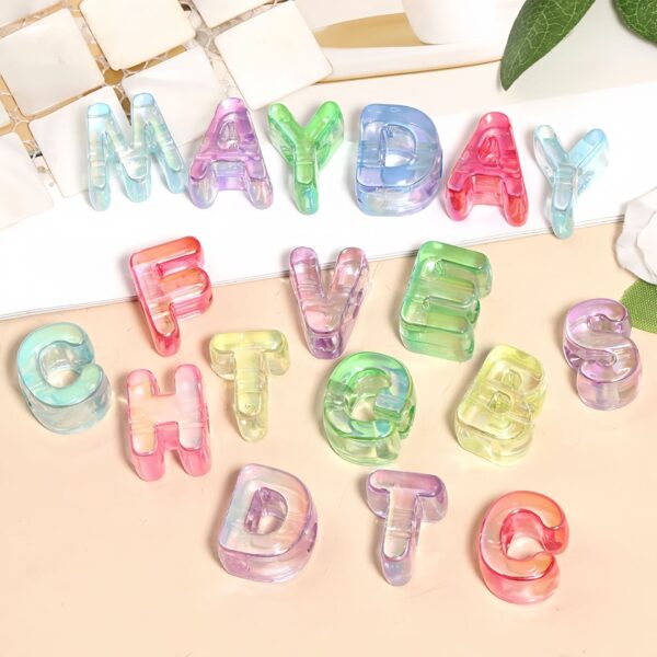 oly-aa6c897b818442cb7658e10f58ceadd3 Wholesale Acrylic Electroplated Letter Beads DIY Craft Supply Transparent Alphabet Beads for Jewelry Making