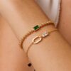 oly-aa7c74cf3b6494ceed183e94fe0c8d41 Wholesale Geometric Zircon Flower Cuban Chain Bracelet Stainless Steel Women S Chic Everyday Jewelry
