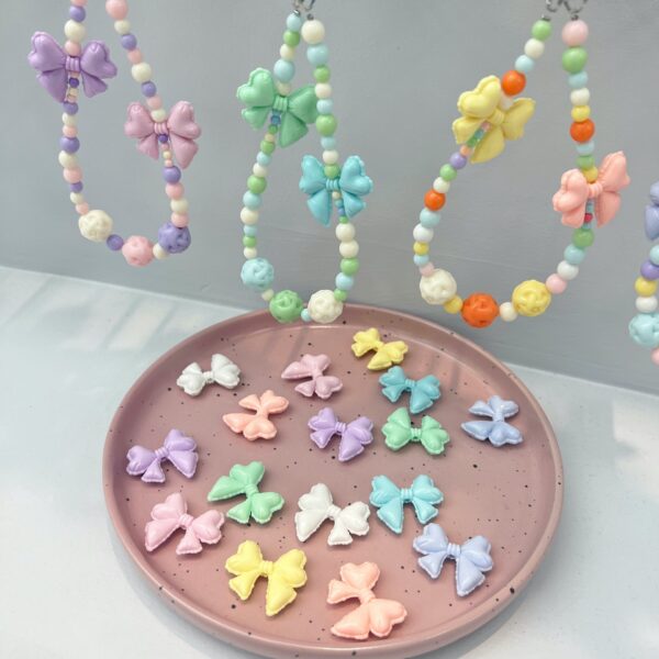 Wholesale Acrylic Balloon Bow Beads for DIY Phone Chain Jewelry Making, White Boutique Resale