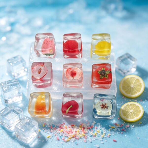 Wholesale Resin Blueberry Ice Cube Keychain Pendant DIY Jewelry Accessory for Boutique Resale and Gift