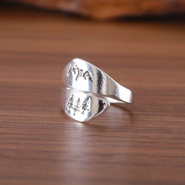 oly-ab6116bba48f0a9bf36cd6e998d81cee Wholesale Antique Silver Mountain Cedar Adjustable Ring Forest Peak Design Zinc Alloy Jewelry Trendy Gift Accessory