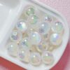 oly-abc498454a4c910817ad88fa5c8faa50 Wholesale Trendy Acrylic Jelly Cat Eye Loose Beads 16mm White UV Plated Straight Hole DIY Phone Charm Jewelry Accessory