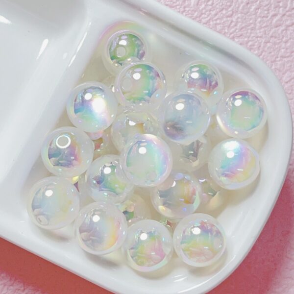 oly-abc498454a4c910817ad88fa5c8faa50 Wholesale Trendy Acrylic Jelly Cat Eye Loose Beads 16mm White UV Plated Straight Hole DIY Phone Charm Jewelry Accessory