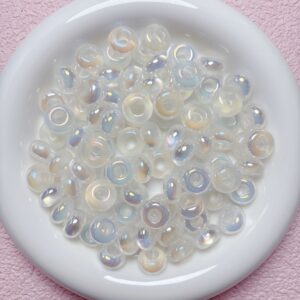08-cat eye white / Size is about 14mm, hole diameter is about 6mm