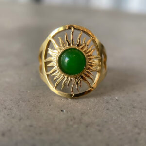oly-ac86929cce49ae8ba48adf3e8a194569 Wholesale Vintage Green Stone Sun CutoutRing Stylish Bohemian Women Jewelry Gift Boutique