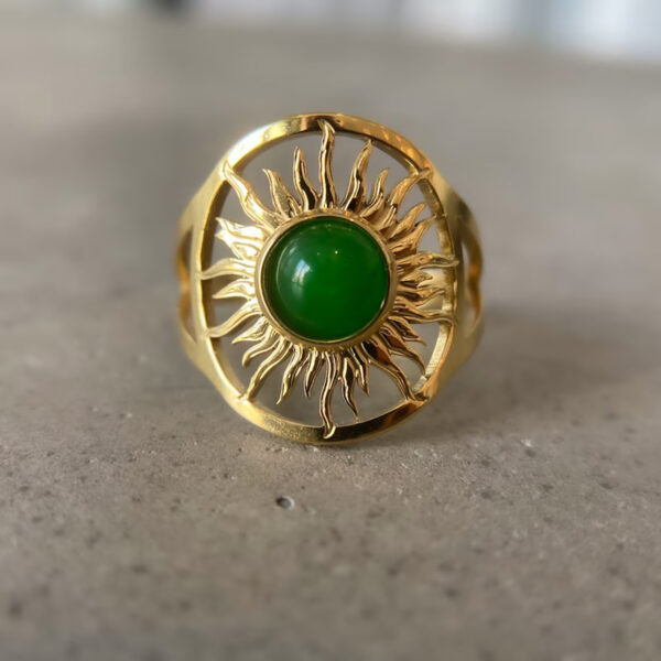 oly-ac86929cce49ae8ba48adf3e8a194569 Wholesale Vintage Green Stone Sun CutoutRing Stylish Bohemian Women Jewelry Gift Boutique