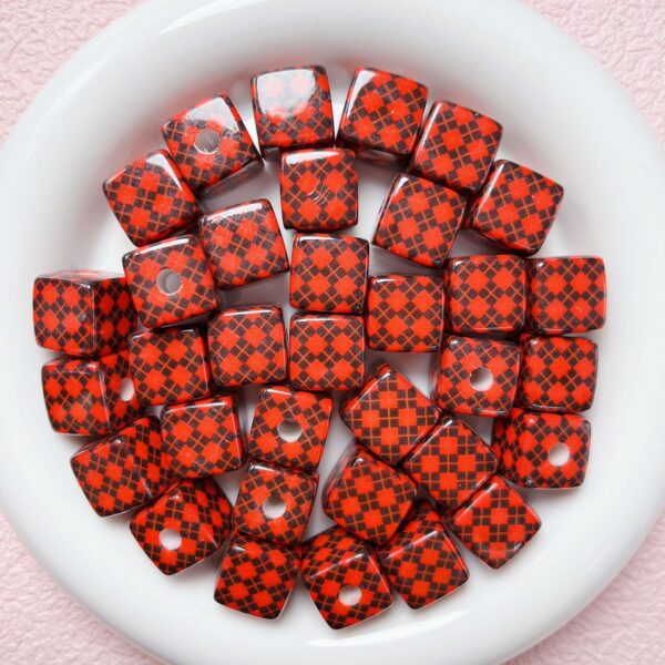 oly-aca196fcc83d189753a1e7d41e90b9b3 Wholesale Square Acrylic Loose Beads Black Diamond Grid Pattern for DIY Jewelry Making Phone Charm Bag Charm Fashion Accessory