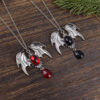 Wholesale Gothic Bat Wing Gemstone Pendant Necklace Vintage Halloween Jewelry For Everyday Layering