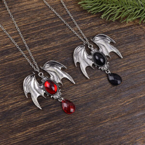 oly-ad6366d4abd104051e36423f0ea98753 Wholesale Gothic Bat Wing Gemstone Pendant Necklace Vintage Halloween Jewelry For Everyday Layering