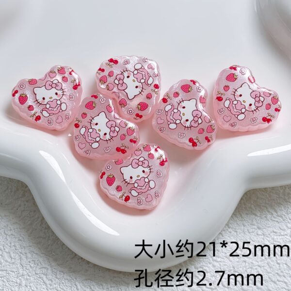 oly-ad6c7872b41571bfd2a5ec596fa92608 Wholesale Stylish Acrylic Cat Heart Print Beads Light Pink Pearl Shimmer Jewelry Accessory for DIY Phone Charm and Keychain Resale