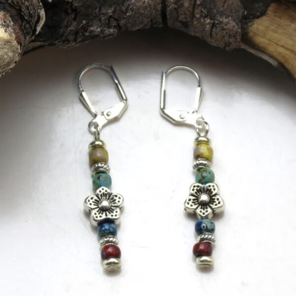 Wholesale Vintage Bohemian Beaded Flower Drop Earrings Alloy Silver Fashion Jewelry Women S Gift