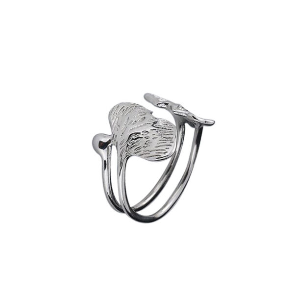 oly-add3181f54e9b40b1370bf2253783ff2 Wholesale Zinc Alloy Antique Silver Chinese Style Ginkgo Leaf Open Ring Chic Unisex Fashion Jewelry Accessory