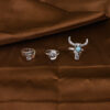 Wholesale Trendy Western Cowboy Retro Ethnic Style Imitation Turquoise Bull Head Ring Fashion Jewelry Accessory For Casual Party Gift