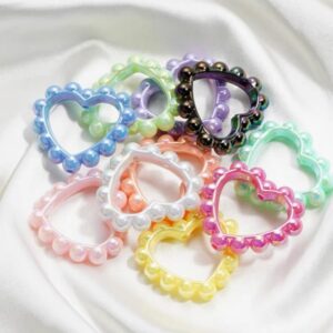 oly-adff57116cddfcc7e86a6c4aa79515fa Wholesale Trendy Acrylic Love Heart Ring Loose Beads DIY Keychain Pendant Black Electroplated Bag Charm and Jewelry Accessory